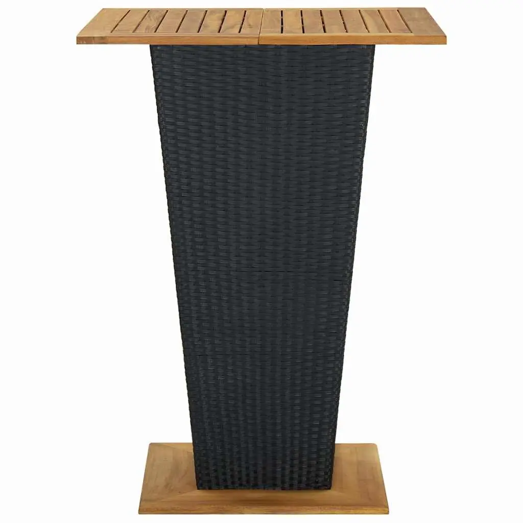 Black Outdoor Bar Table Rattan Weaving Acacia Wood 80 x 80 x 110 cm