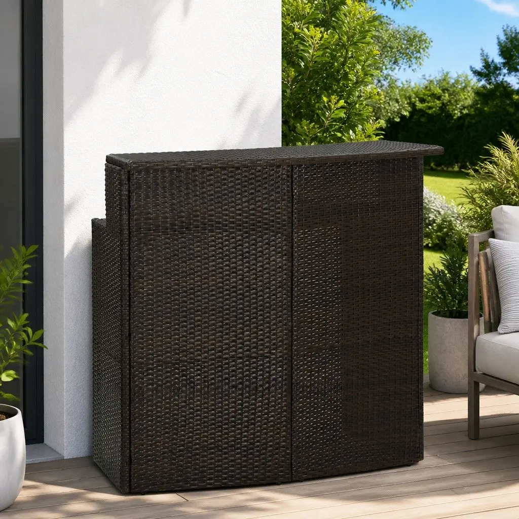 Outdoor Bar Table 2-Tier Brown Counter Height