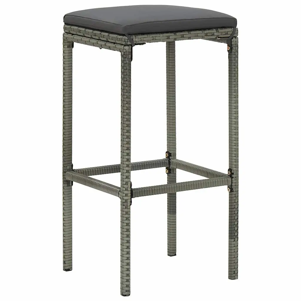 3 Piece Bar Set Poly Rattan Outdoor Garden Table Stools Grey