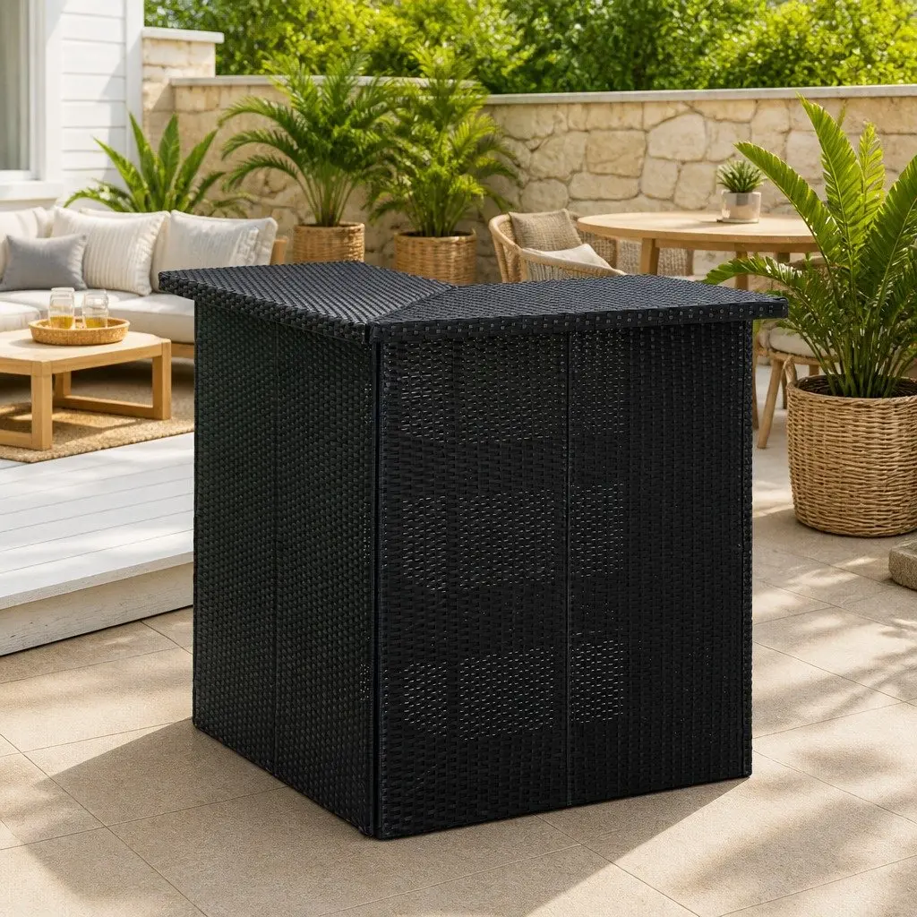 Black Corner Bar Table with Storage