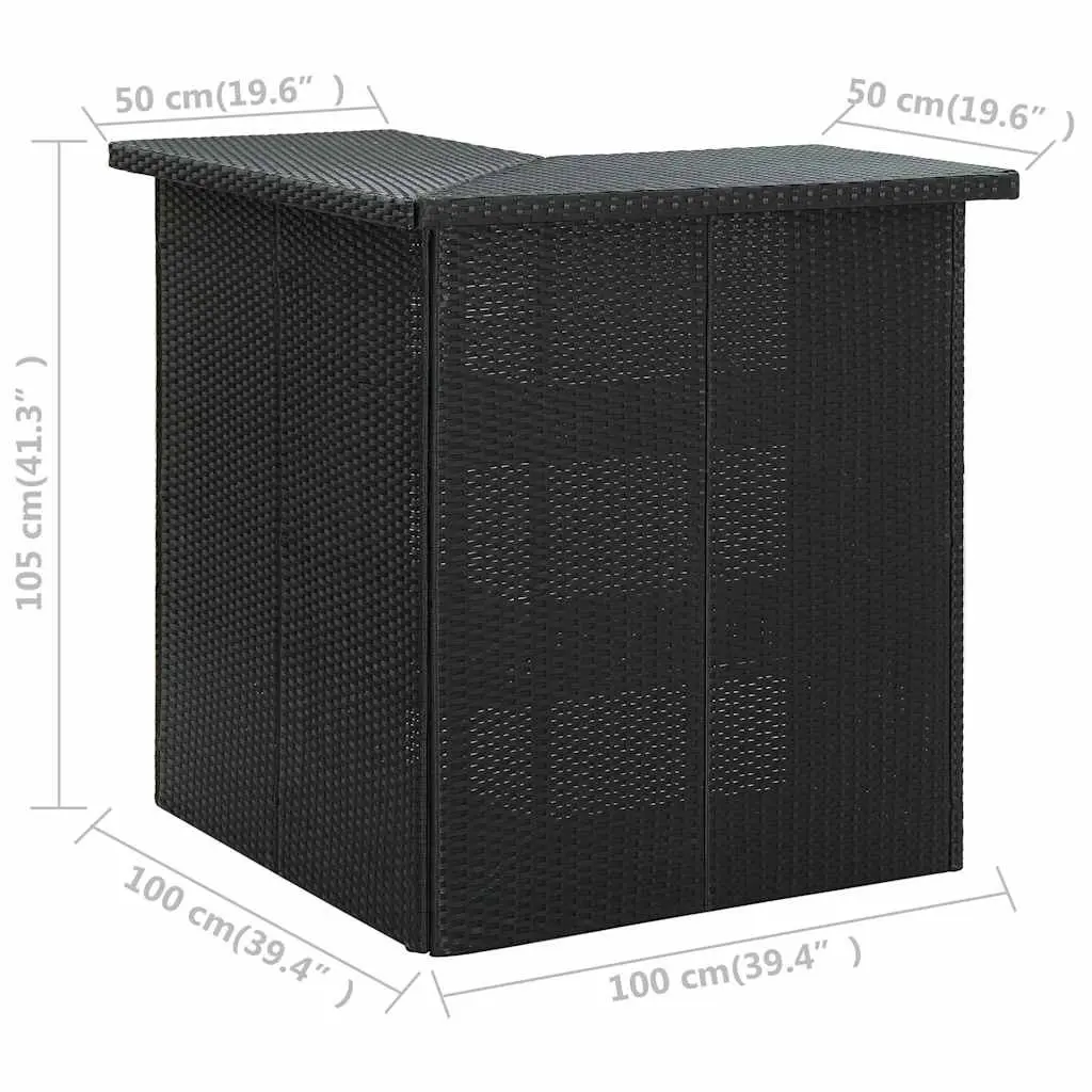 Black Corner Bar Table with Storage