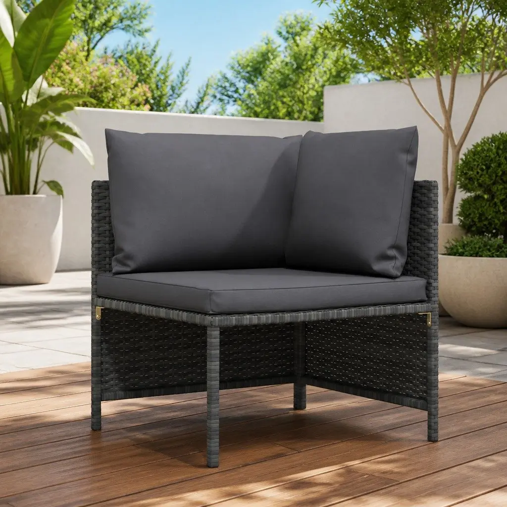 Outdoor Sectional Corner Sofa Weather-Resistant Grey PE Rattan