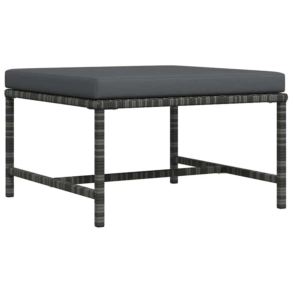 Outdoor Sectional Footrest Ottoman with Removable Cushion Grey Rattan Modular