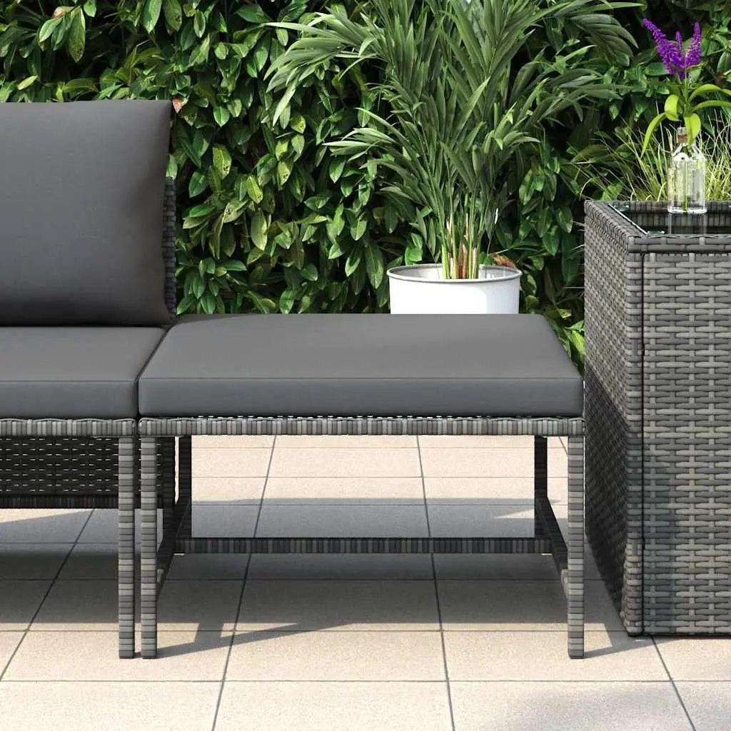 Outdoor Sectional Footrest Ottoman with Removable Cushion Grey Rattan Modular