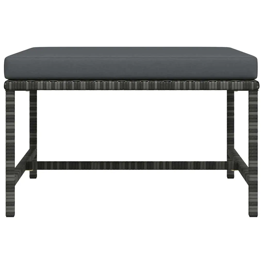Outdoor Sectional Footrest Ottoman with Removable Cushion Grey Rattan Modular
