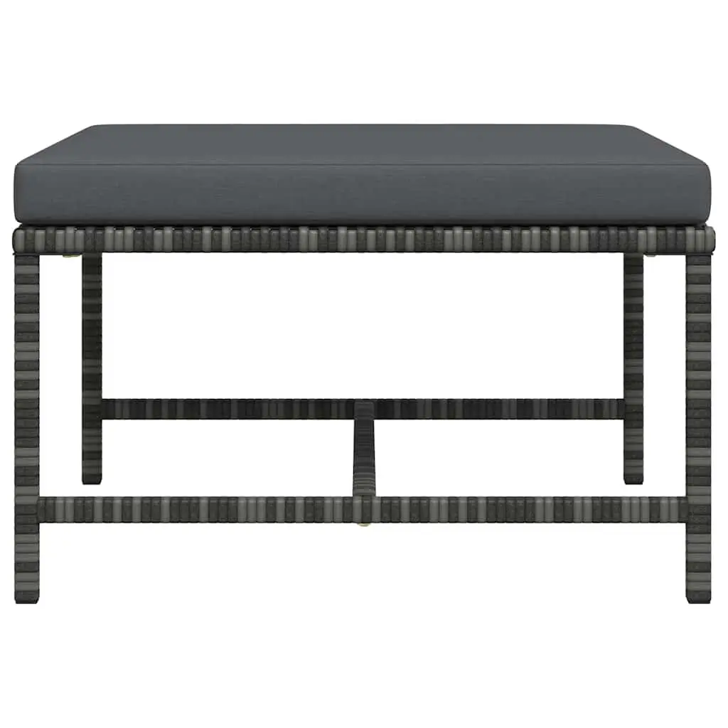 Outdoor Sectional Footrest Ottoman with Removable Cushion Grey Rattan Modular