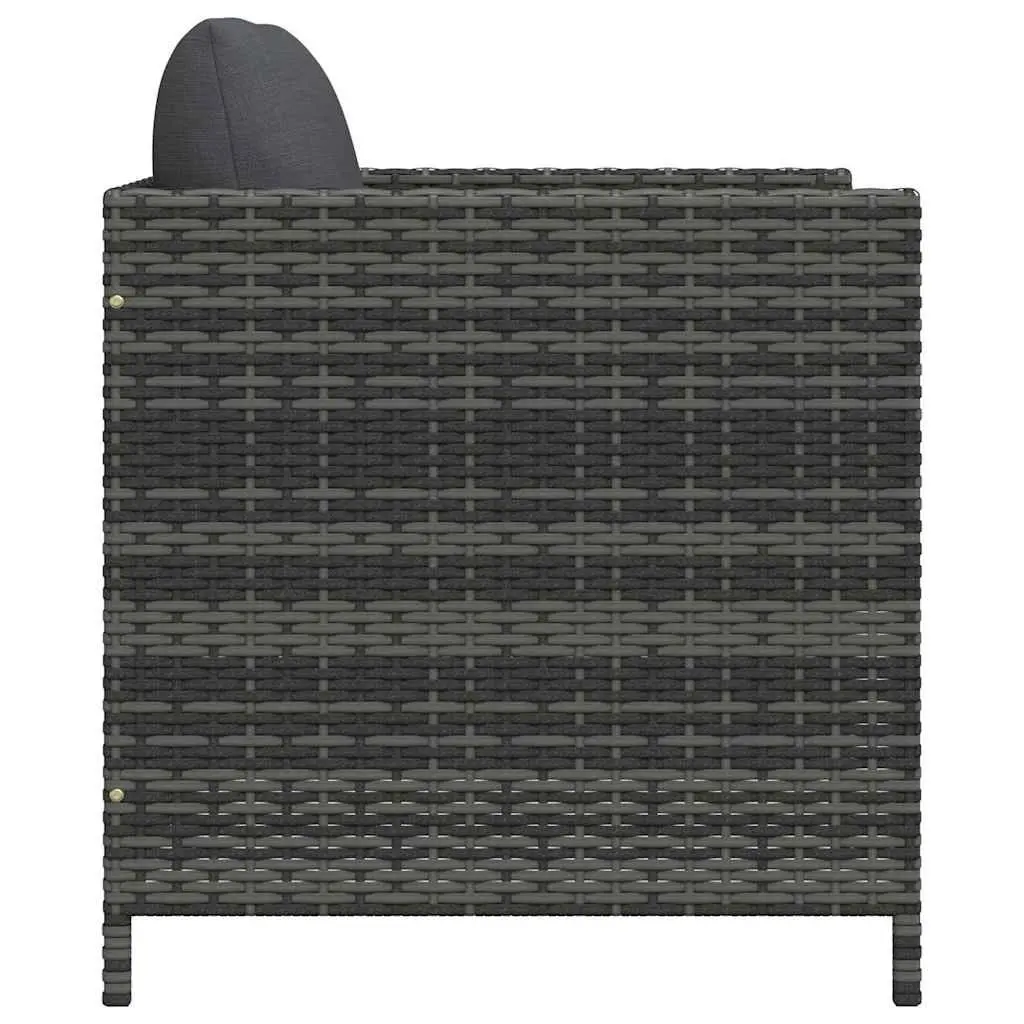 Outdoor Lounge Sofa in Grey Poly Rattan
