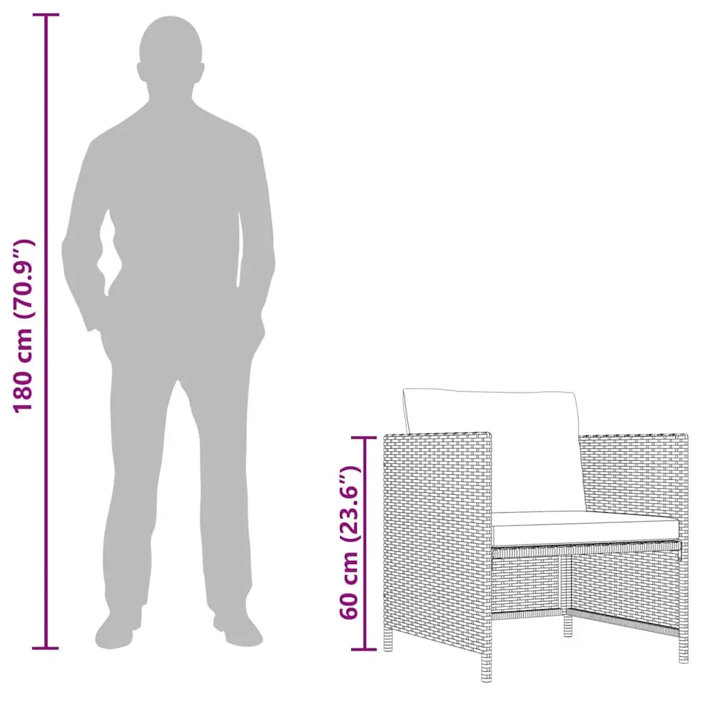 Outdoor Lounge Sofa in Grey Poly Rattan