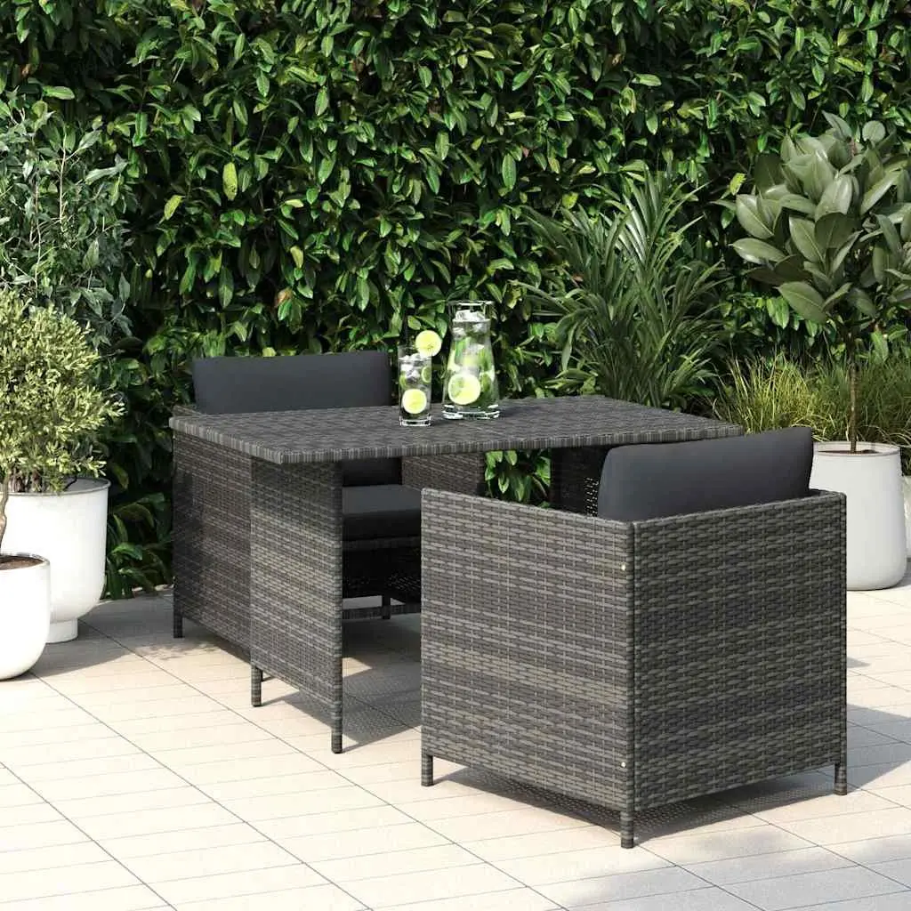Garden Dining Table Grey Water-Resistant PE Rattan 110 x 70 x 65 cm
