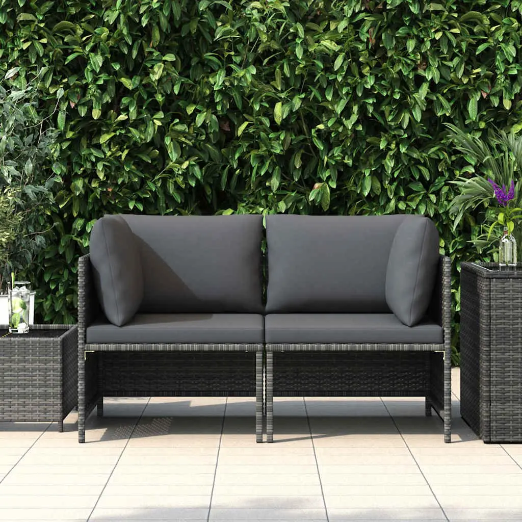2-Seater Garden Sofa Outdoor Patio Lounge Seat Water-Resistant PE Rattan Grey