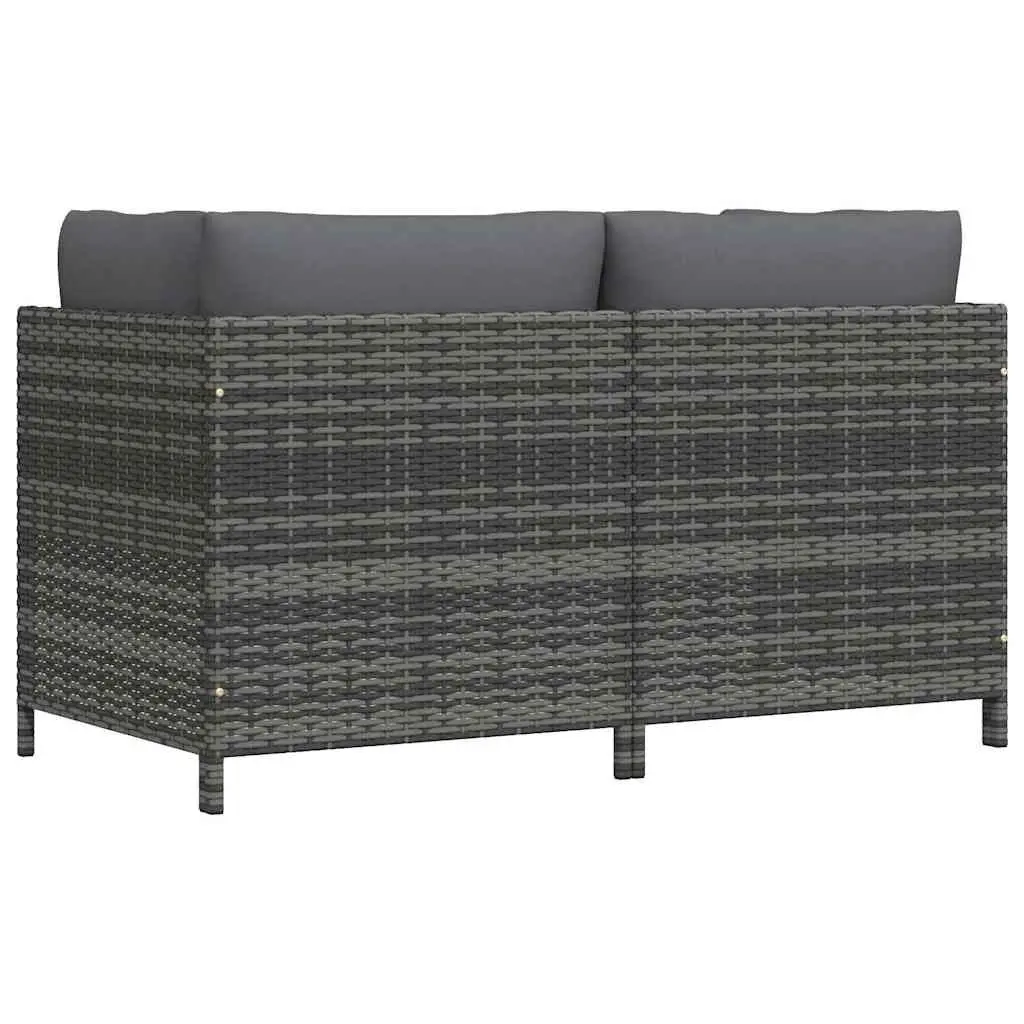 2-Seater Garden Sofa Outdoor Patio Lounge Seat Water-Resistant PE Rattan Grey