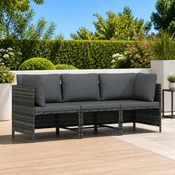 3-Seater Garden Sofa Outdoor Sectional Lounge PE Rattan Patio Furniture Grey