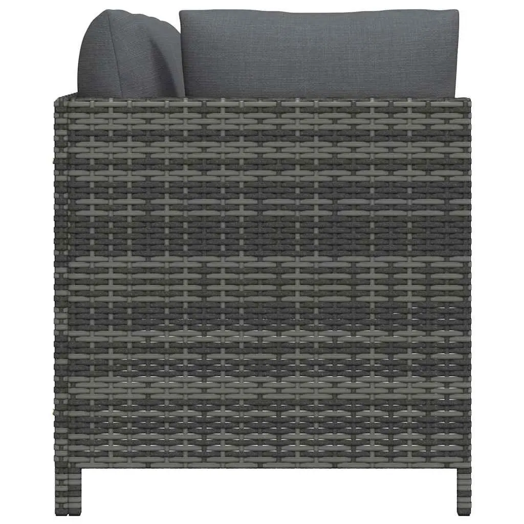 4-Seater Garden Sofa Outdoor Sectional Lounger Grey Poly Rattan Patio Furniture