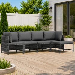 Outdoor Sectional Sofa Lounge Set 4 Piece Garden Furniture Grey Poly Rattan