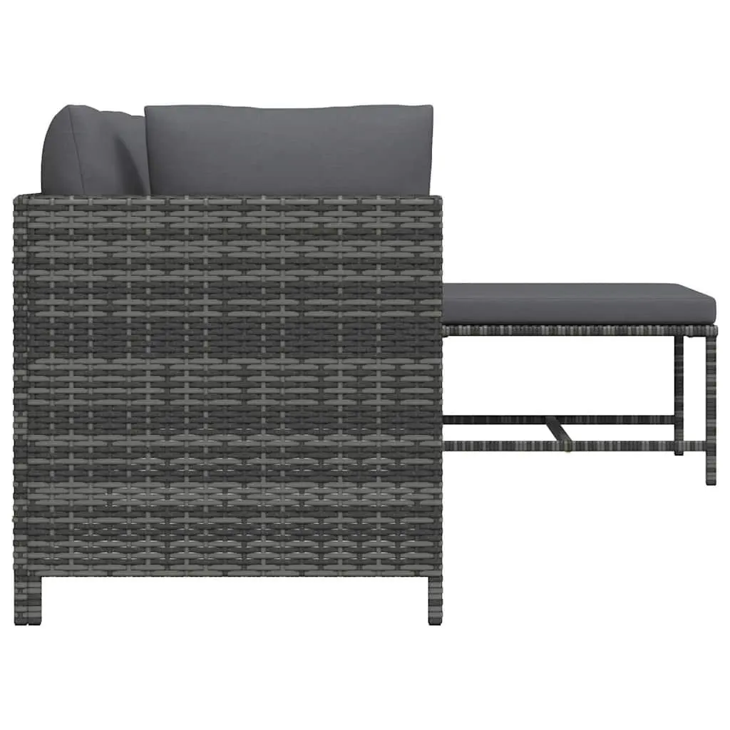 4 Piece Outdoor Patio Sofa Set Grey Poly Rattan with Cushions Weather Resistant Garden Lounge
