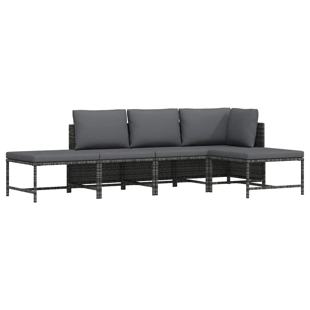 5-Piece Garden Sofa Set in Grey Rattan