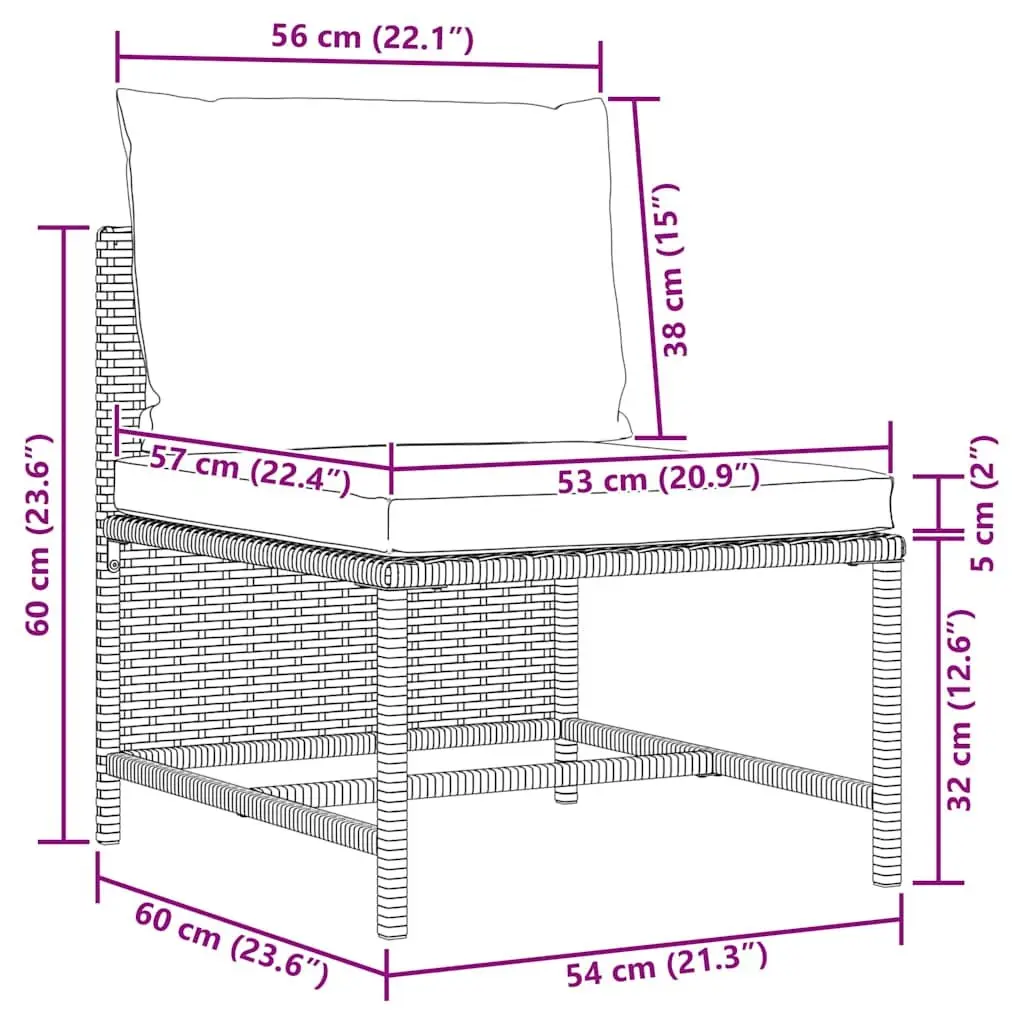5-Piece Garden Sofa Set in Grey Rattan