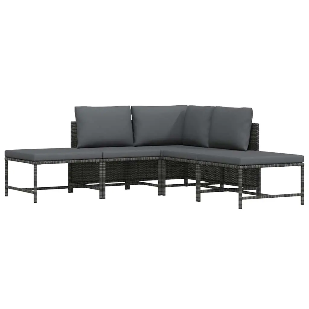 5-Piece Garden Sofa Set in Grey Rattan