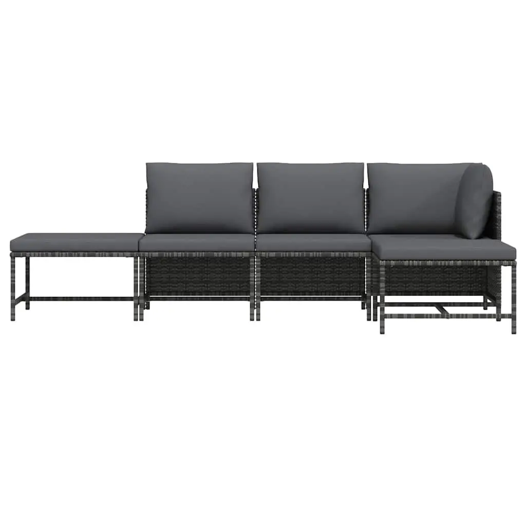 5-Piece Garden Sofa Set in Grey Rattan