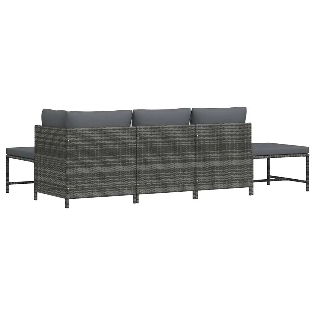 5-Piece Garden Sofa Set in Grey Rattan
