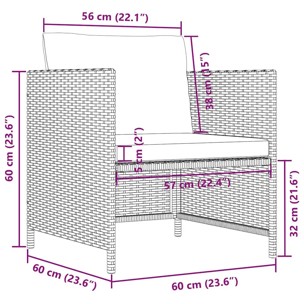 Outdoor Sectional Sofa Set Grey 4 Piece Rattan with Cushions