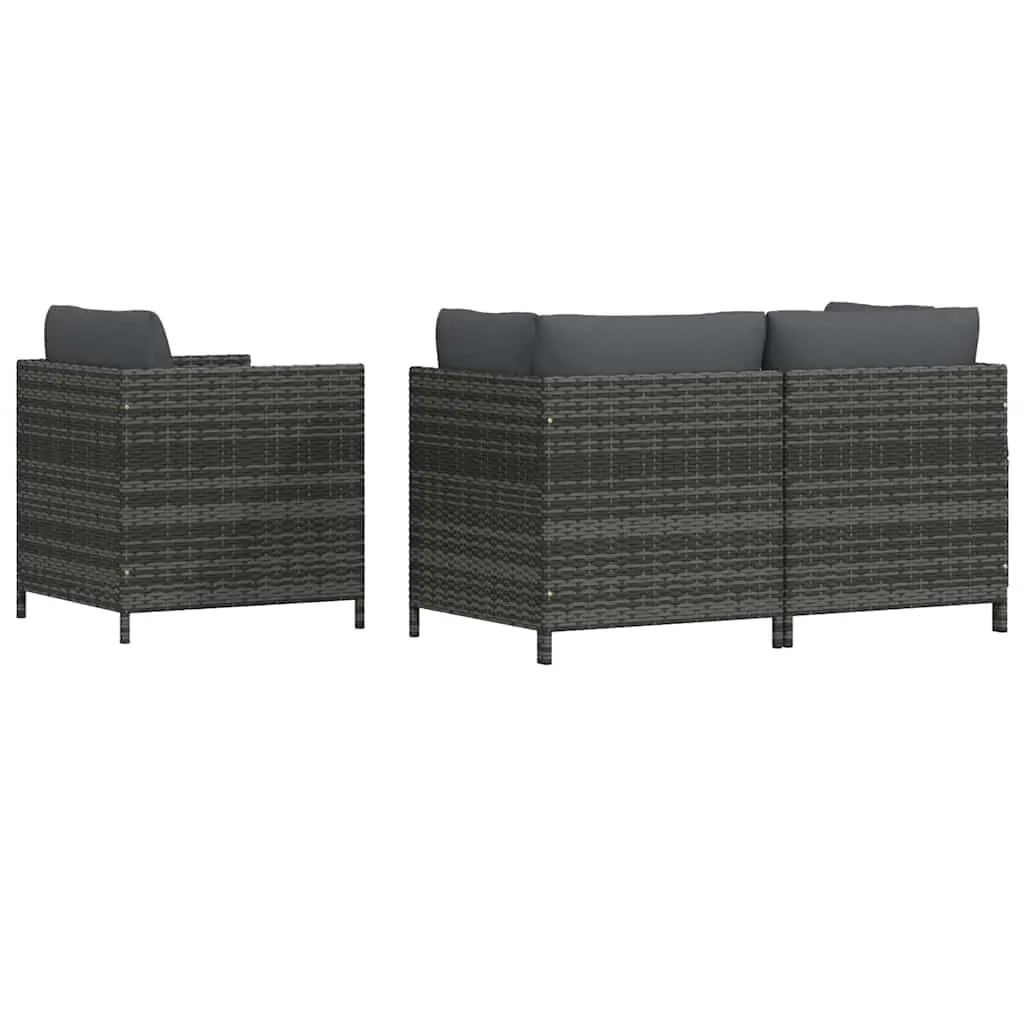 Outdoor Sectional Sofa Set Grey 4 Piece Rattan with Cushions