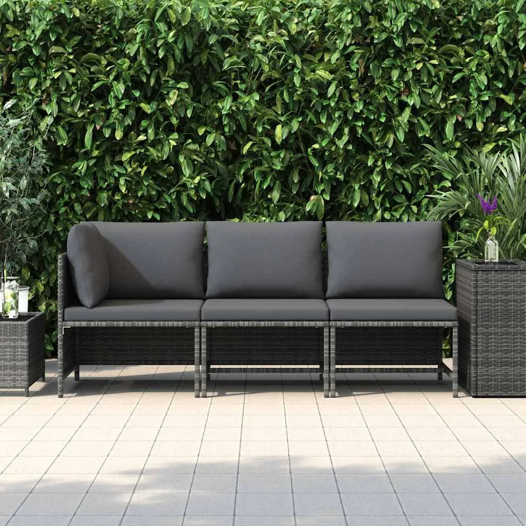 3 Piece Garden Lounge Set with Cushions Weather-resistant PE Rattan Outdoor Sofa