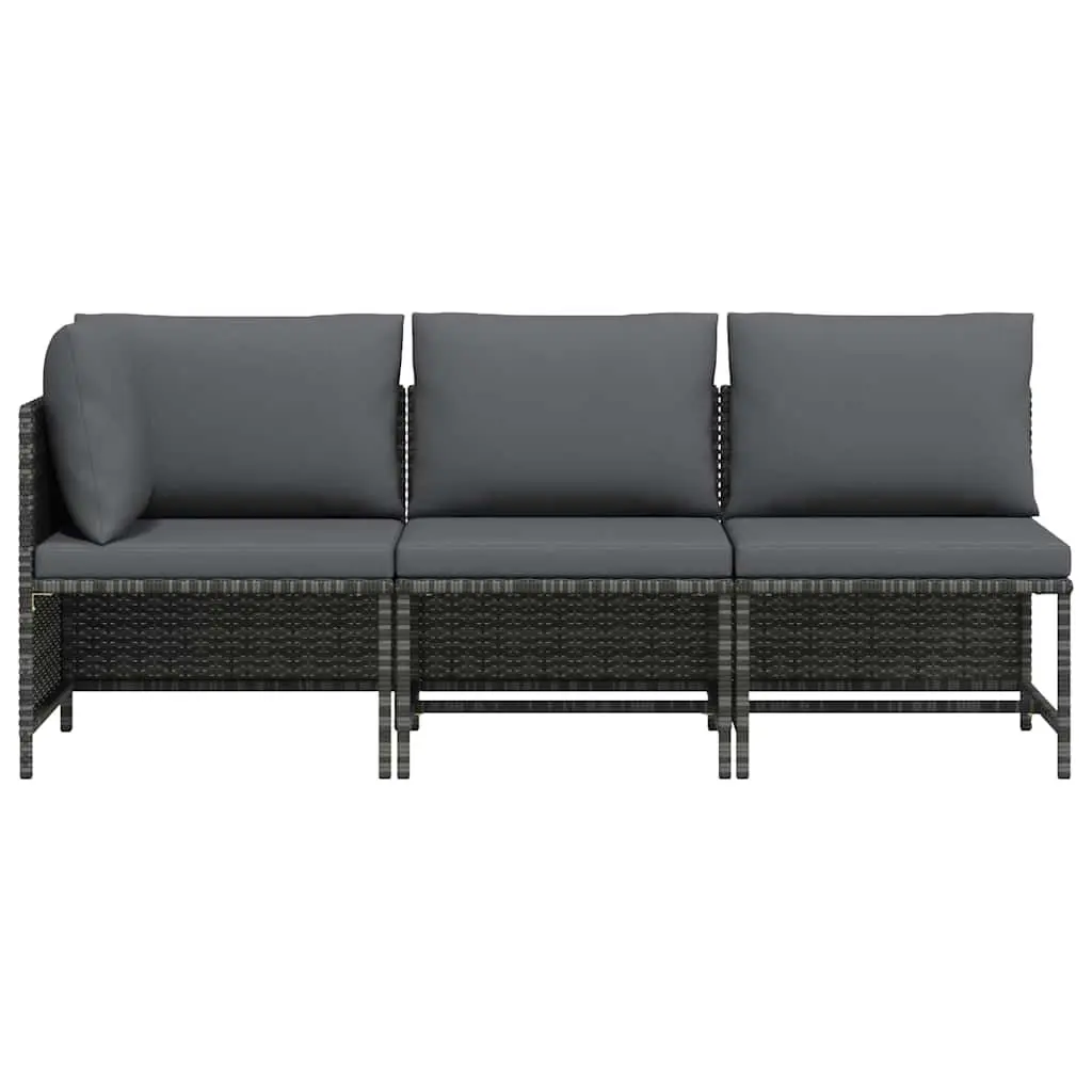 3 Piece Garden Lounge Set with Cushions Weather-resistant PE Rattan Outdoor Sofa