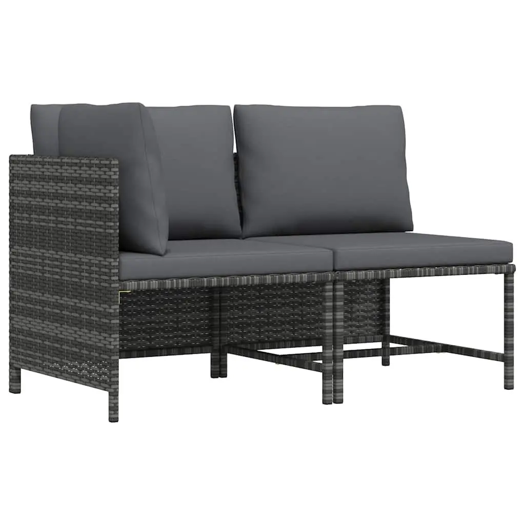 Garden Sofa Set 2 Piece Outdoor Sectional Rattan Grey