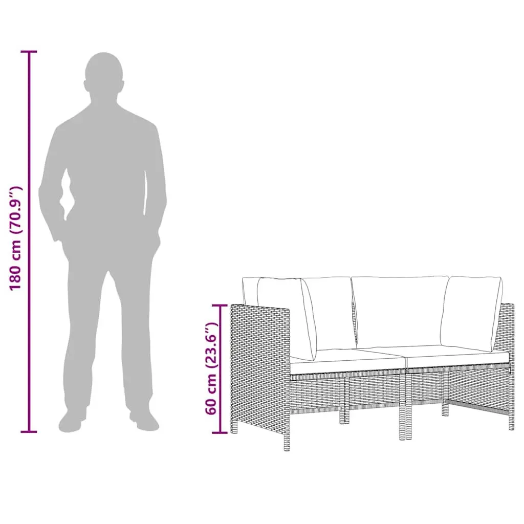 Garden Sofa Set 2 Piece Outdoor Sectional Rattan Grey