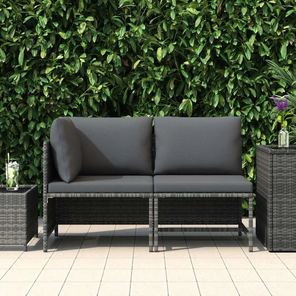 Garden Sofa Set 2 Piece Outdoor Sectional Rattan Grey