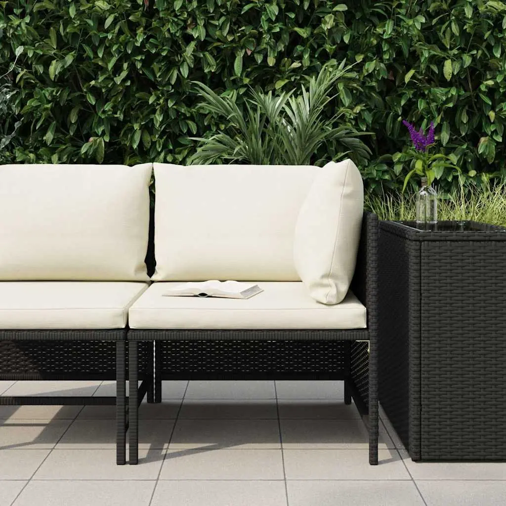 Outdoor Sectional Corner Sofa Weather-resistant PE Rattan Black Garden Lounge Seat