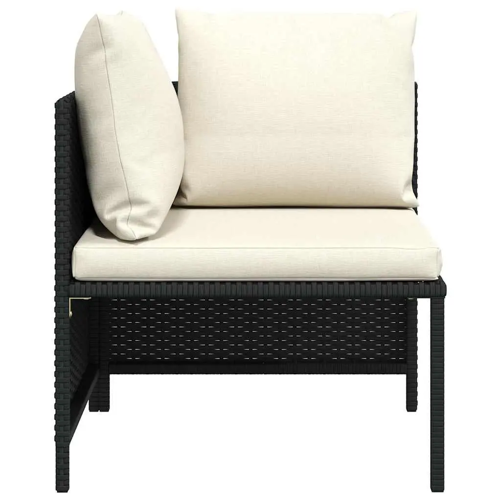Outdoor Sectional Corner Sofa Weather-resistant PE Rattan Black Garden Lounge Seat