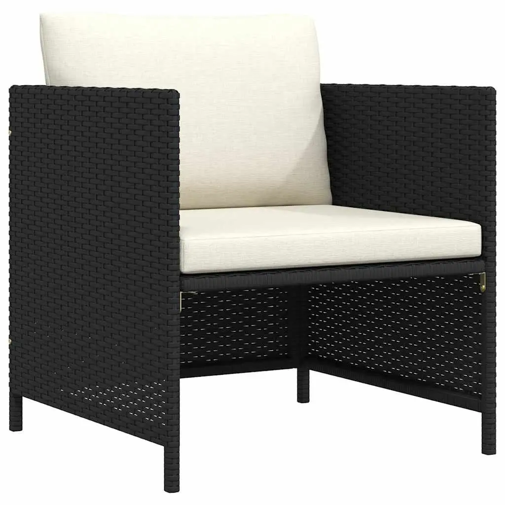 Outdoor Garden Sofa with Cushions Black PE Rattan Modular Lounge Sectional