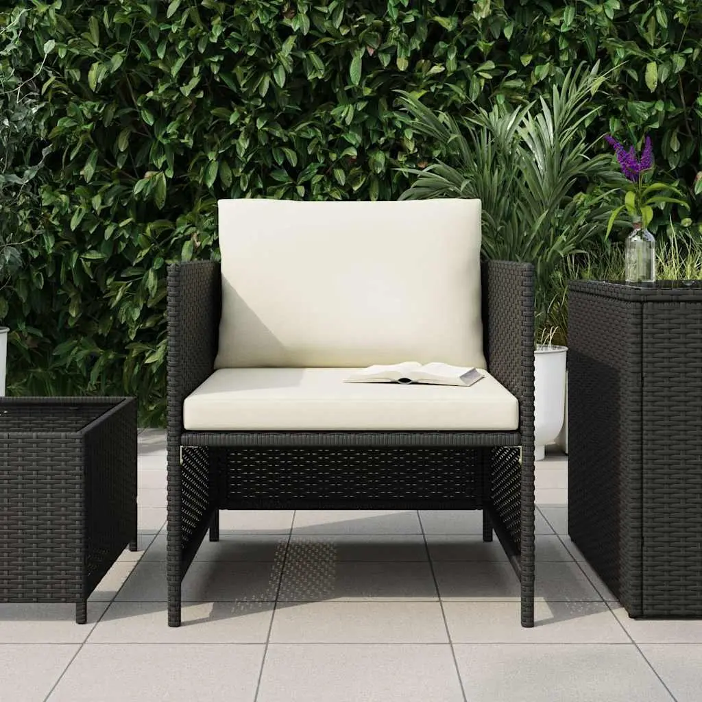 Outdoor Garden Sofa with Cushions Black PE Rattan Modular Lounge Sectional