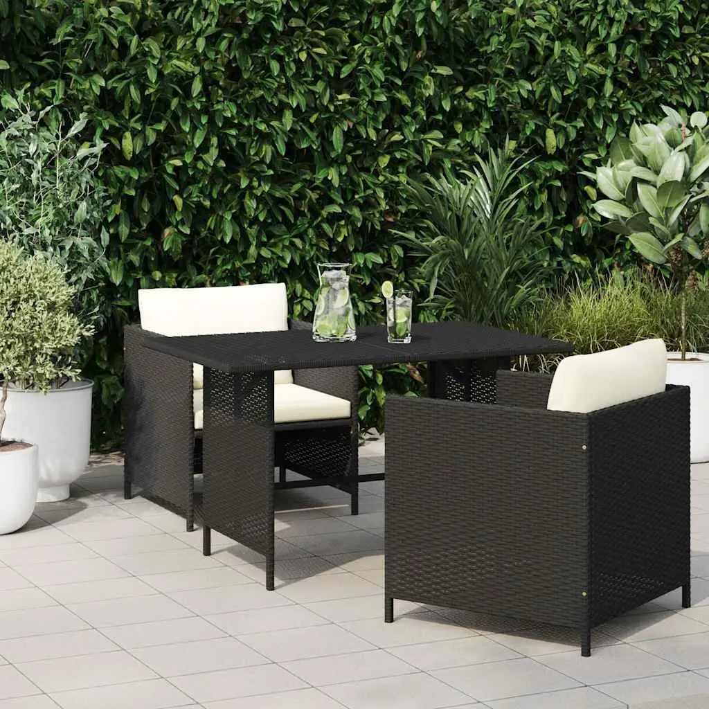 Outdoor Dining Table Black Poly Rattan 110x70x65cm