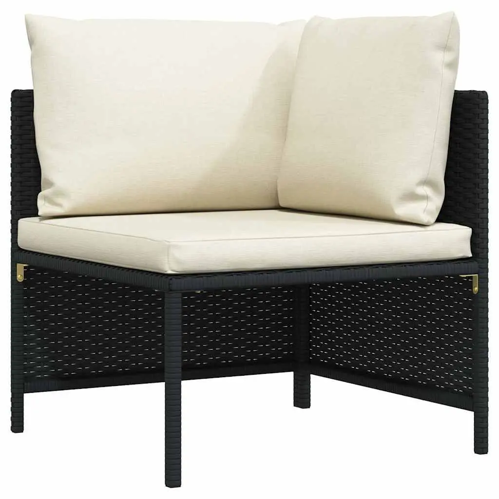 Black Poly Rattan 3-Seater Garden Sofa Outdoor Patio Lounge Couch
