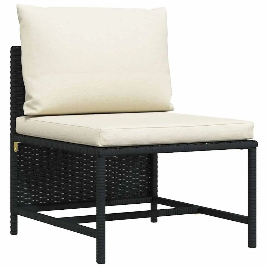 Black Poly Rattan 3-Seater Garden Sofa Outdoor Patio Lounge Couch