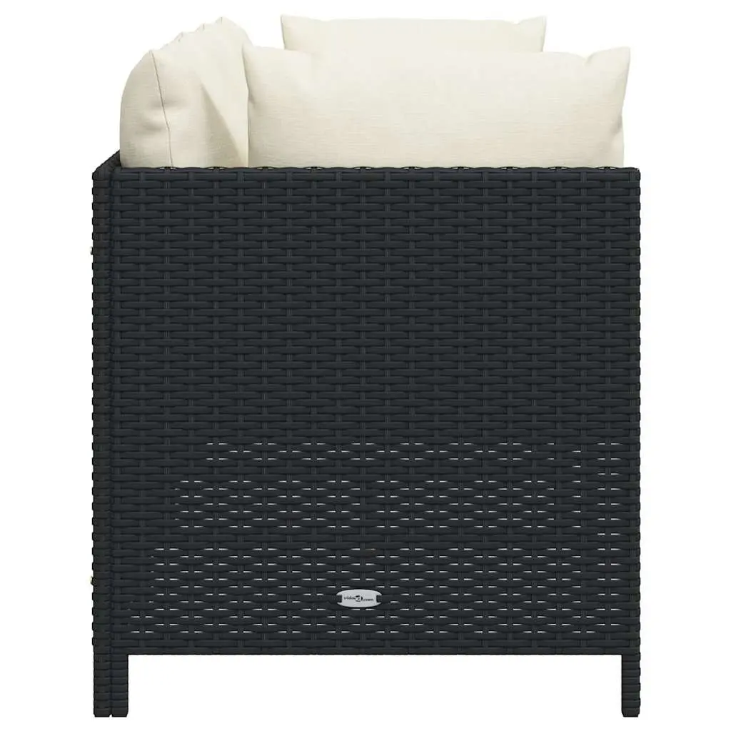 Black Poly Rattan 3-Seater Garden Sofa Outdoor Patio Lounge Couch
