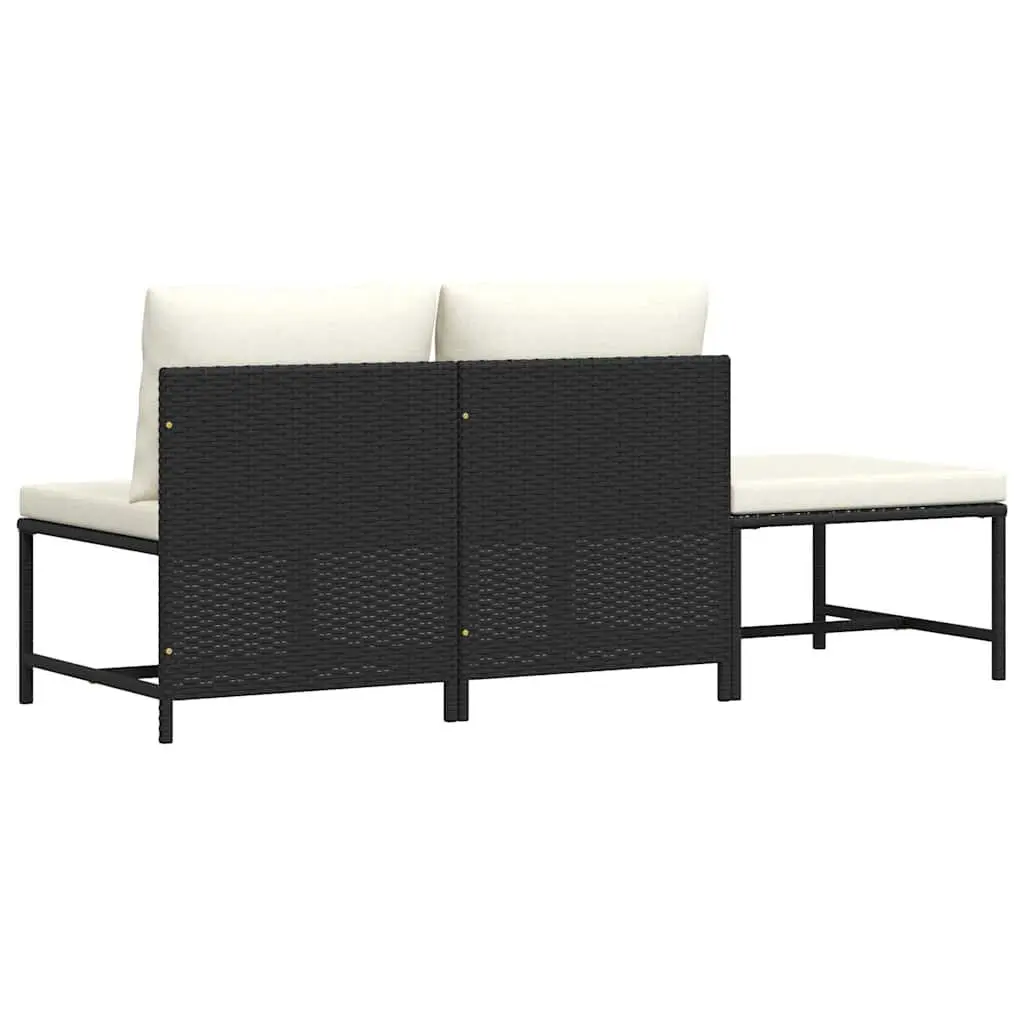 Outdoor Sectional Sofa Set Black Rattan 3 Piece