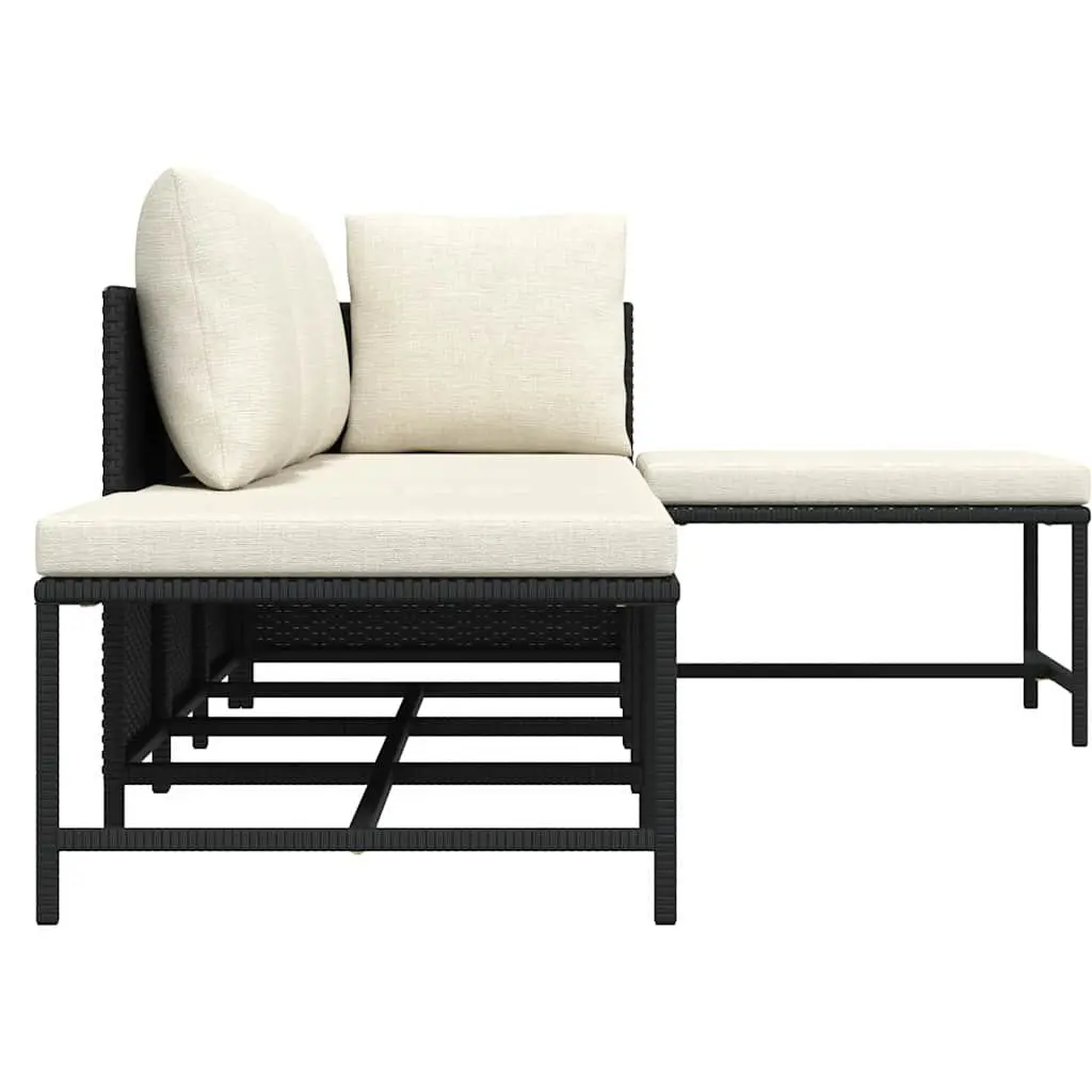 Outdoor Sectional Sofa Set 5 Piece Garden Lounge Black Poly Rattan Cushions