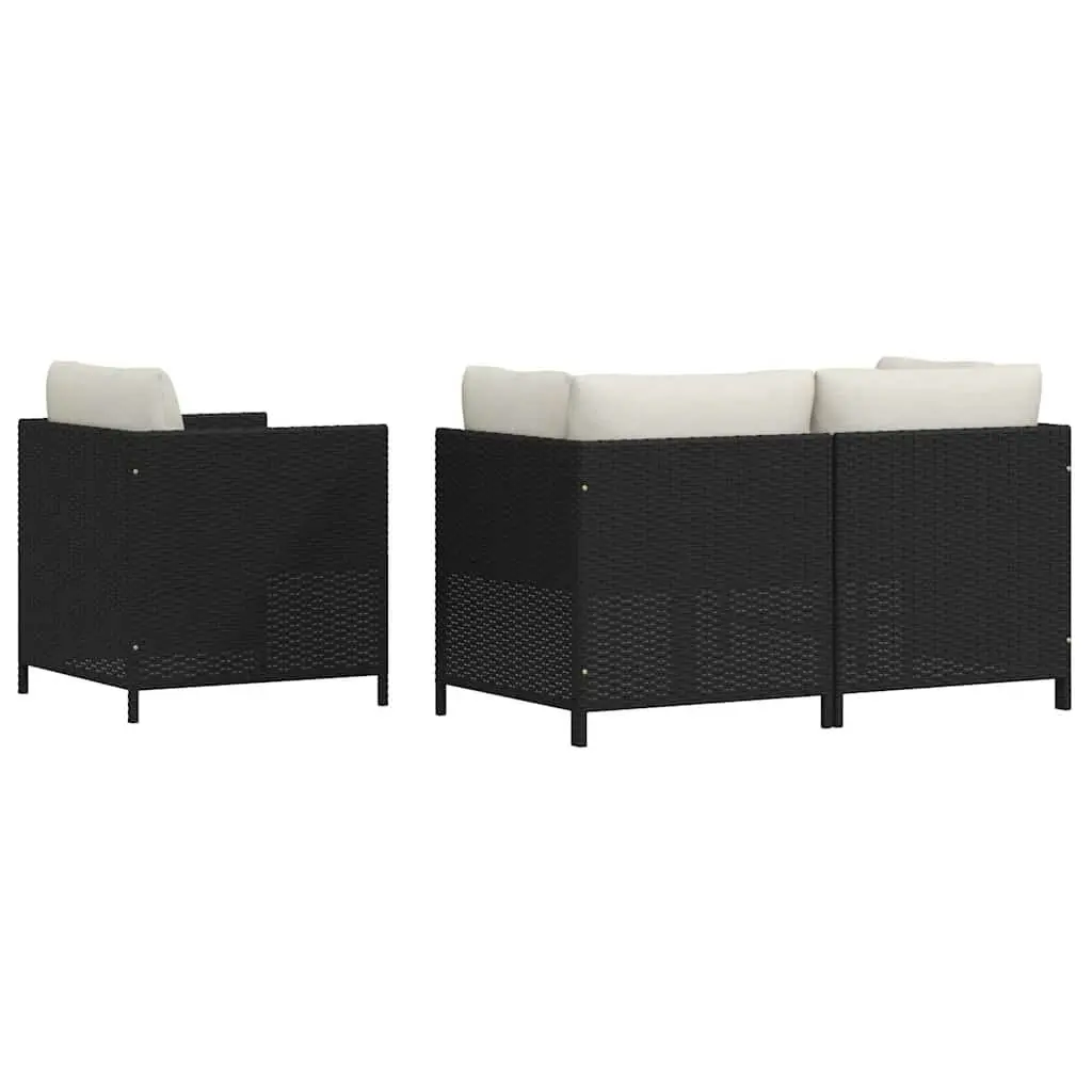 Outdoor Sectional Sofa Set Black Poly Rattan 4 Piece