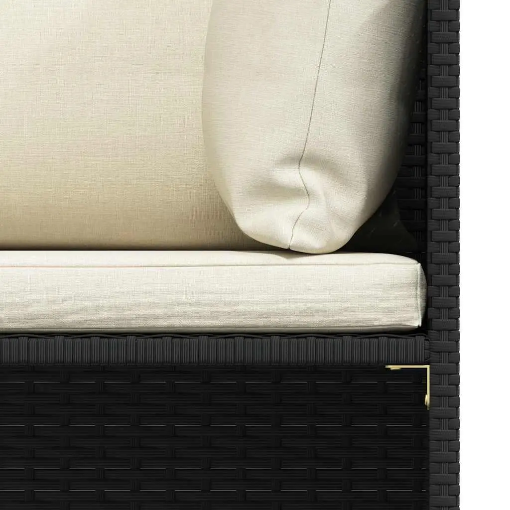 Outdoor Sectional Sofa Set Black Poly Rattan 4 Piece