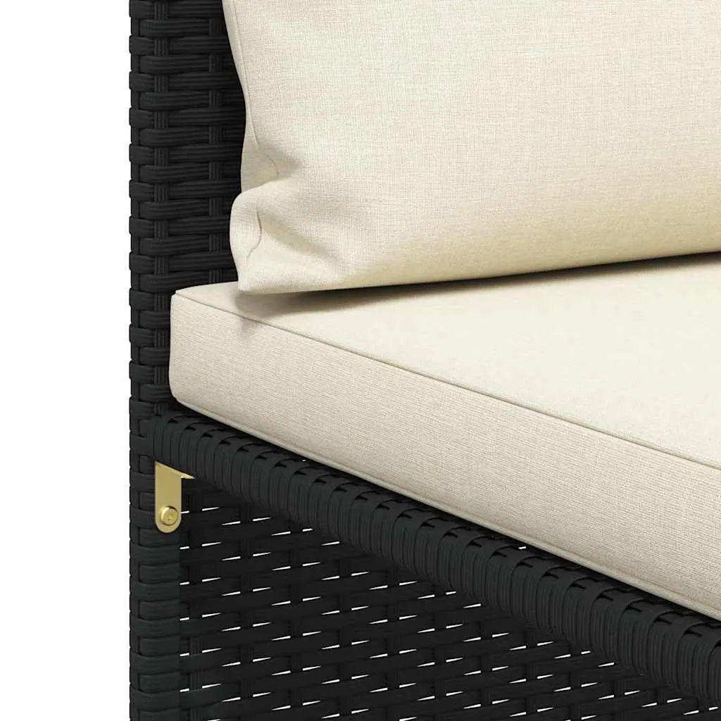 Outdoor Sectional Sofa Set Black Poly Rattan 4 Piece