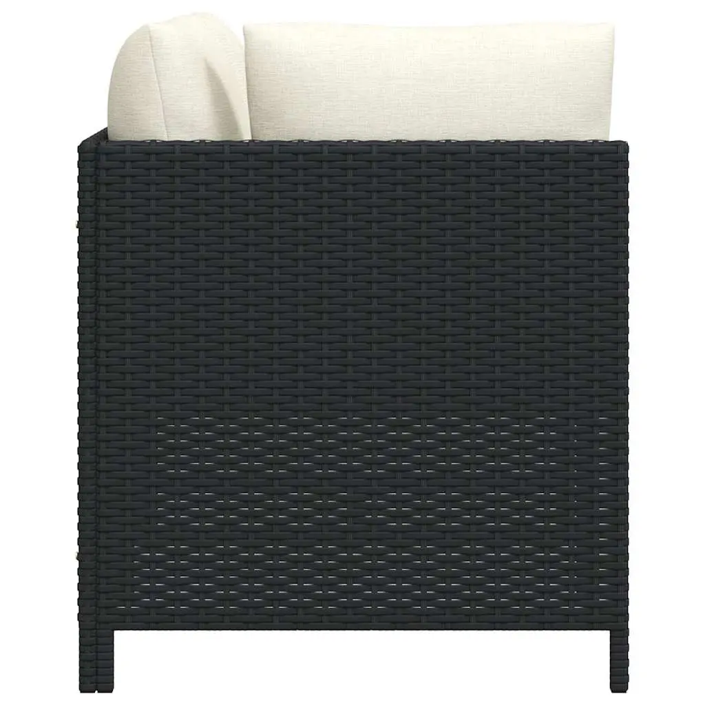 Outdoor Garden Sofa Set 2 Piece Sectional Lounge with Cushions Black Rattan