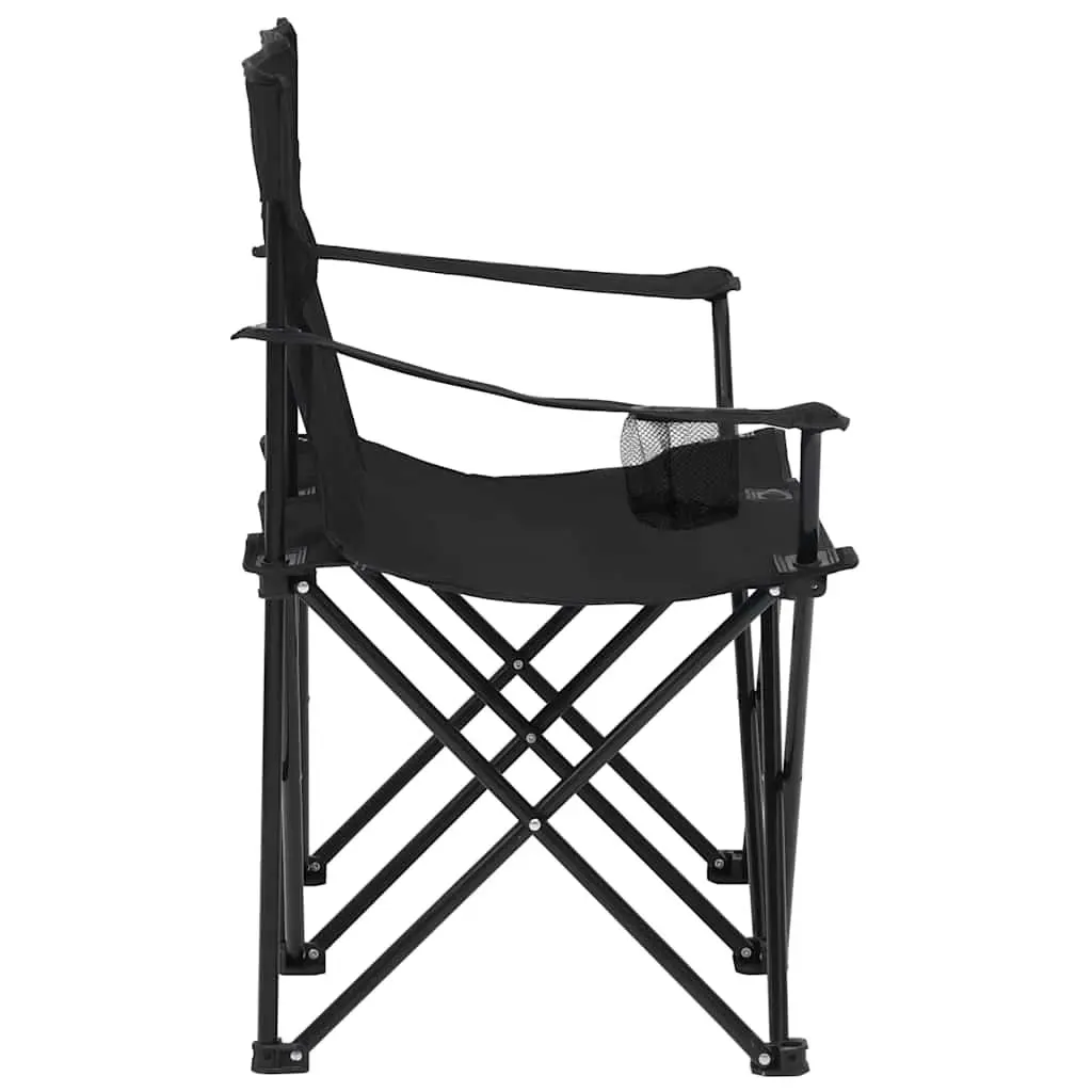 2-Seater Foldable Camping Chair Portable Black Steel Frame Water-Repellent Oxford Fabric