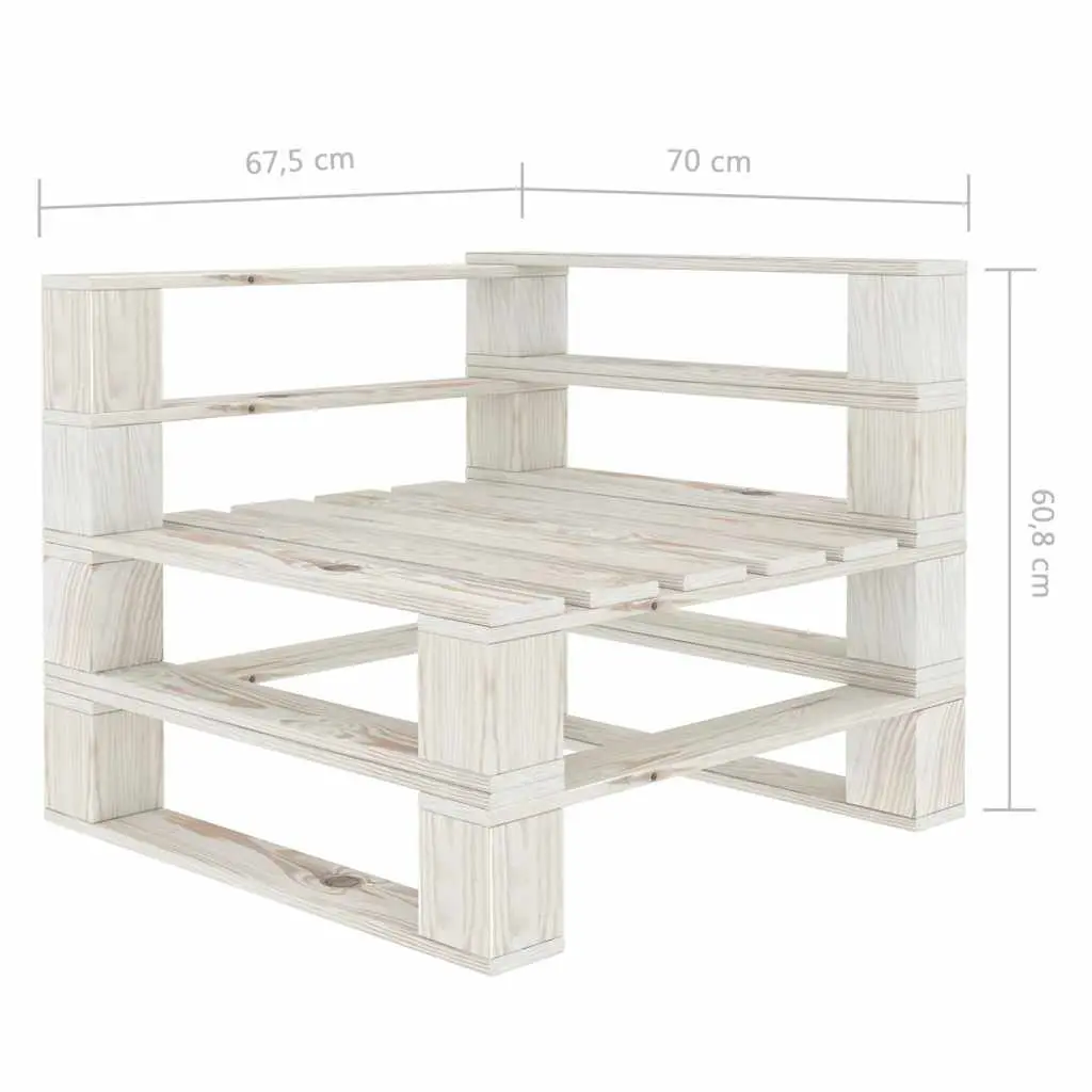 Garden Pallet Corner Sofa Wood Outdoor Patio Lounge Seating White Rustic Design