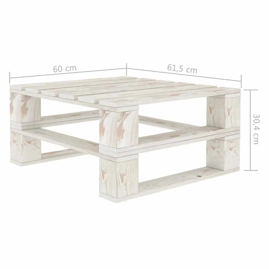 White Wooden Outdoor Table Pallet for Garden Furniture with Seating and Lounger