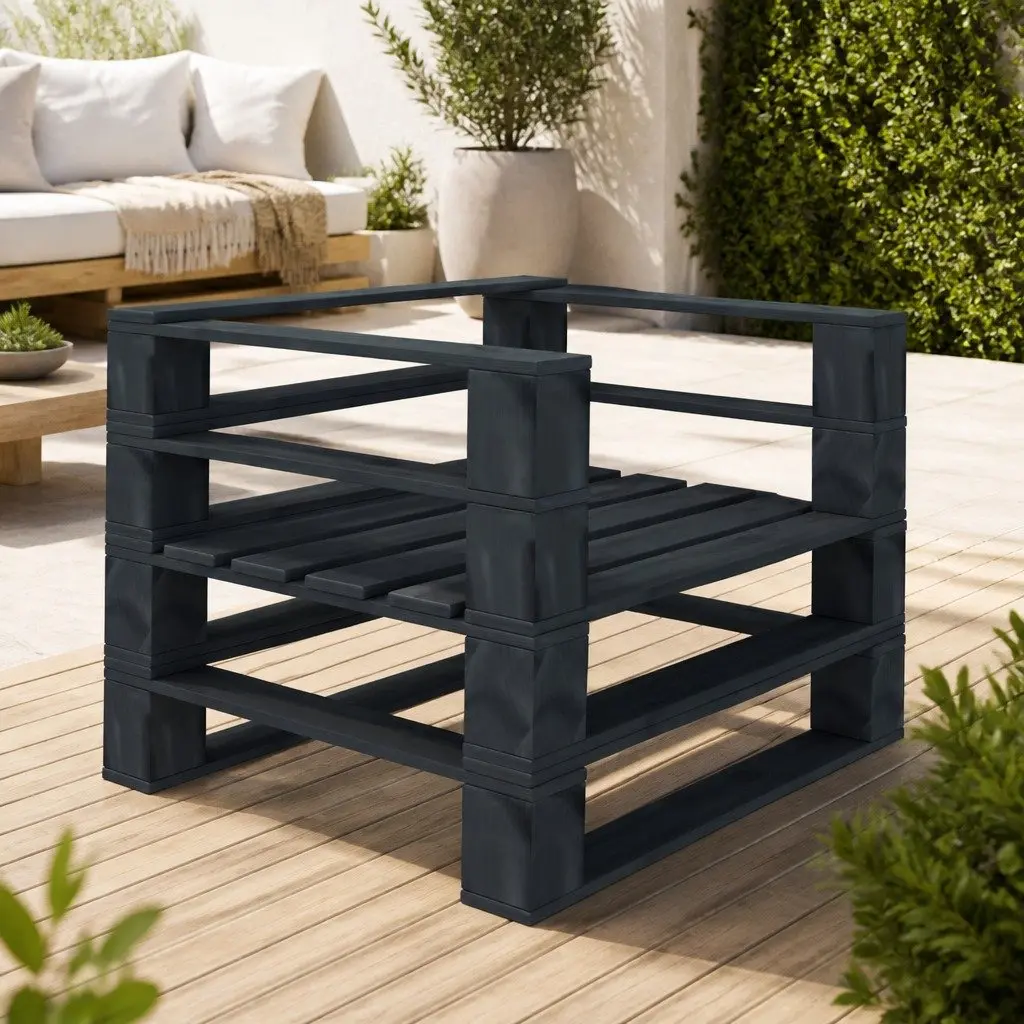 Garden Pallet Armchair Wood Outdoor Patio Sofa Chair Rustic Grey Seating