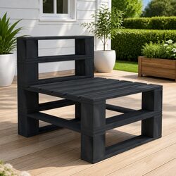 Garden Pallet Middle Sofa Wooden Outdoor Seating Bench Patio Furniture Grey